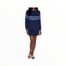 Sail to Sable Striped Sweatshirt Dress - Hydrangea/Navy