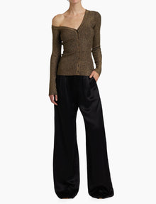 STAUD Craftsman One Shoulder Metallic Cardigan