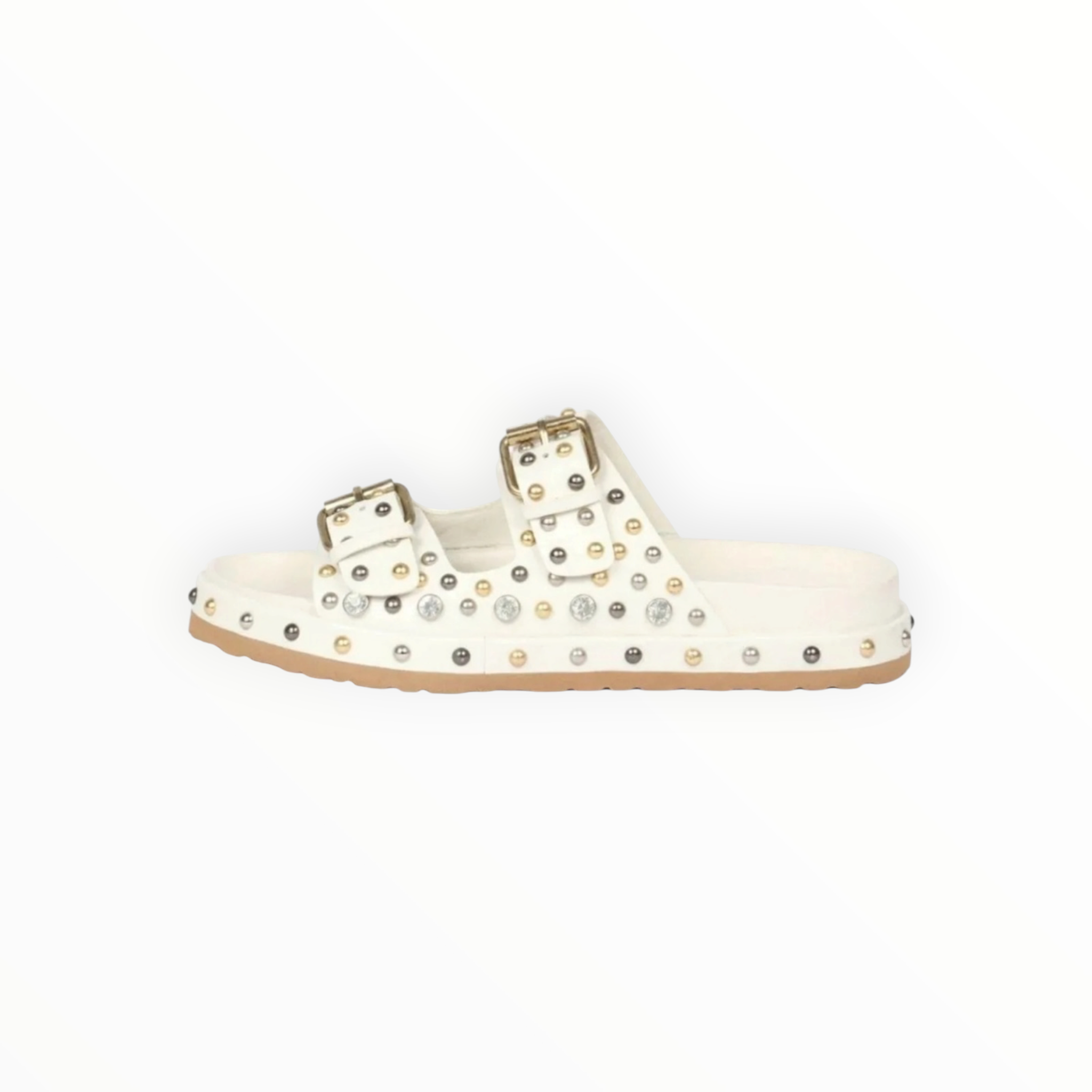 Saint G Emily Studded Double Buckle Sandal - White