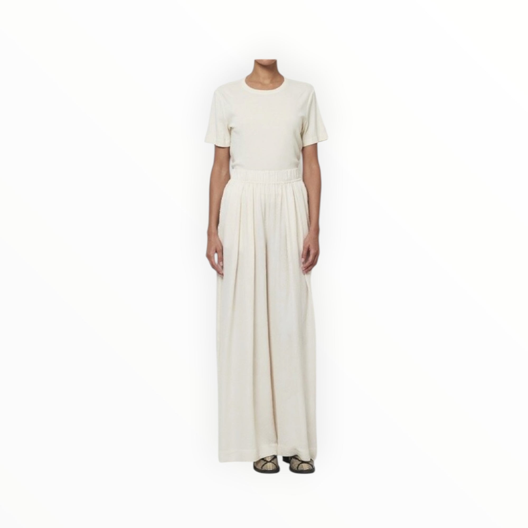 Raquel Allegra Silk Jacquard Athena Pant - Cream
