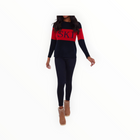 Sail To Sable Navy Fair Isle Ski Sweater - Black/Red/Navy