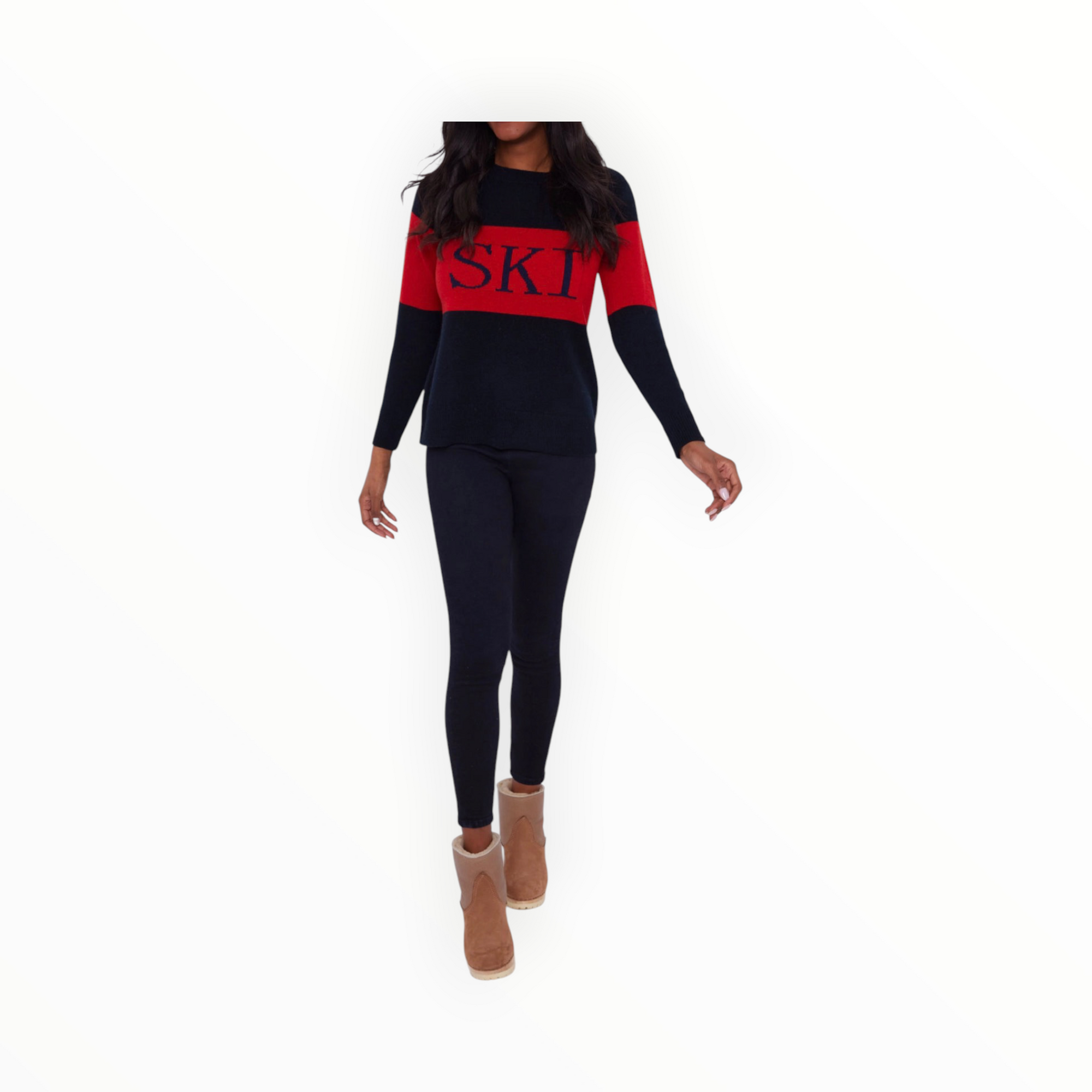 Sail To Sable Navy Fair Isle Ski Sweater - Black/Red/Navy