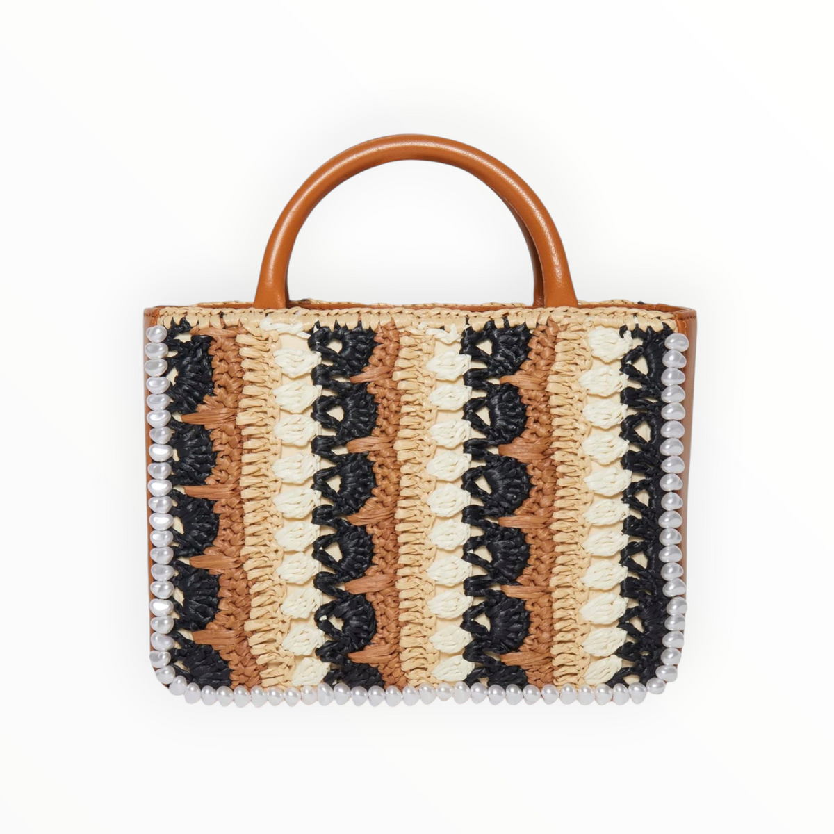Lele Sadoughi Neutral Night Maya Raffia Mini Tote