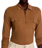 Majestic Filatures Soft Touch Long Sleeve Pocket Shirt - Camel