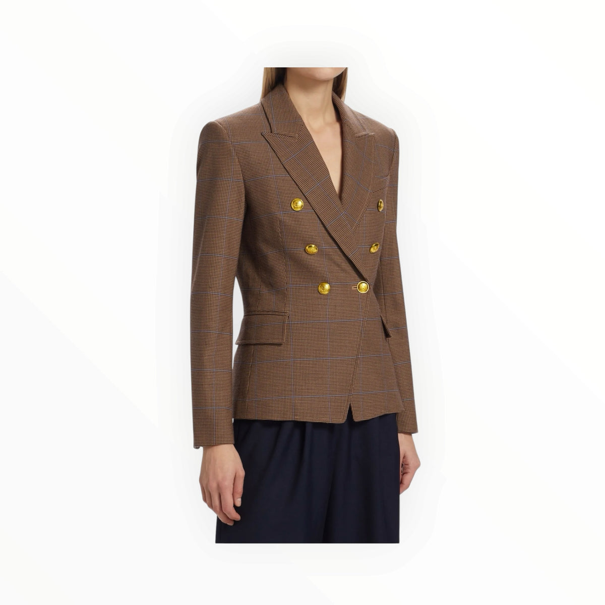 A.L.C. Chelsea Plaid Double-Breasted Blazer - Chestnut Multi