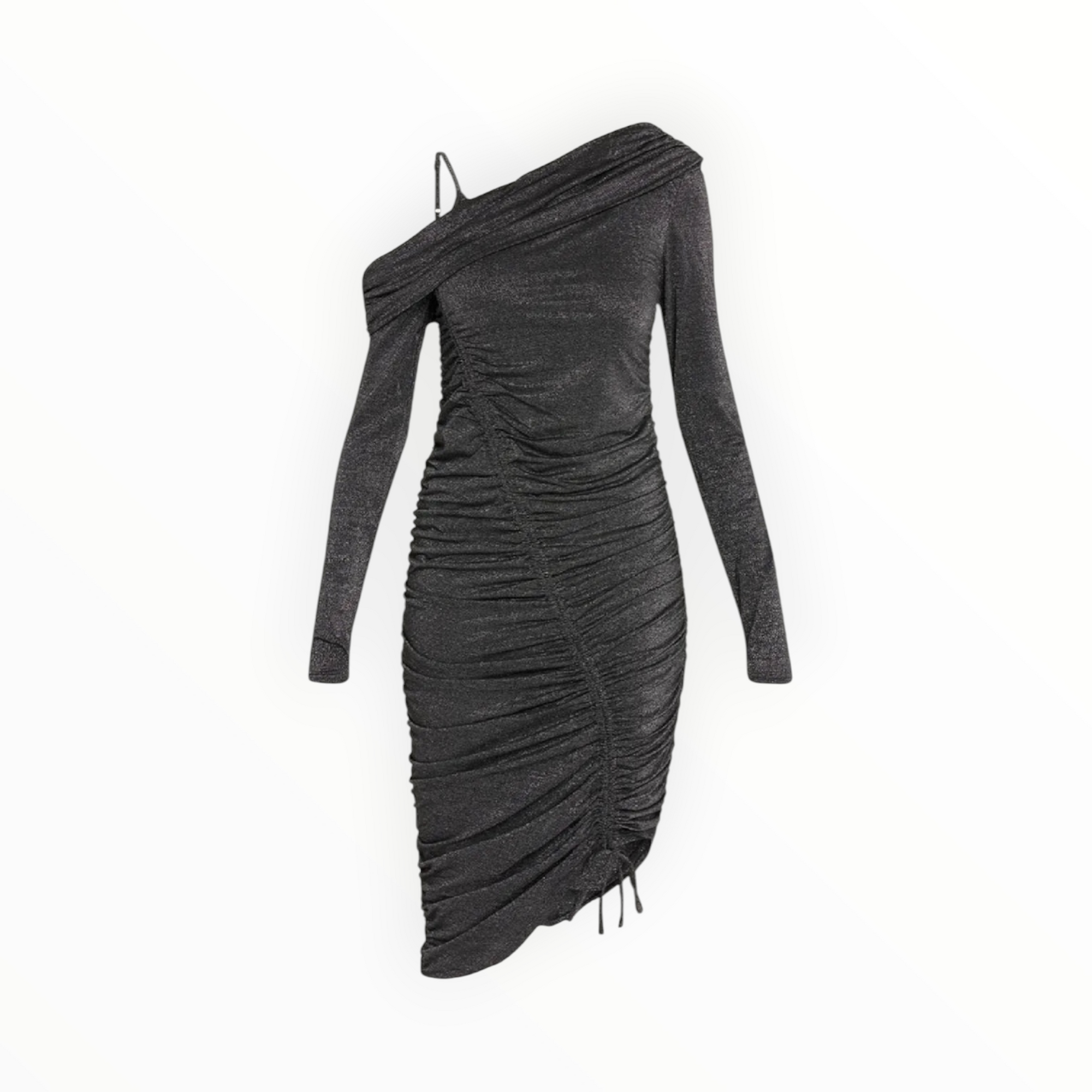 Jonathan Simkhai Sabine Metallic Ruched One-Shoulder Dress