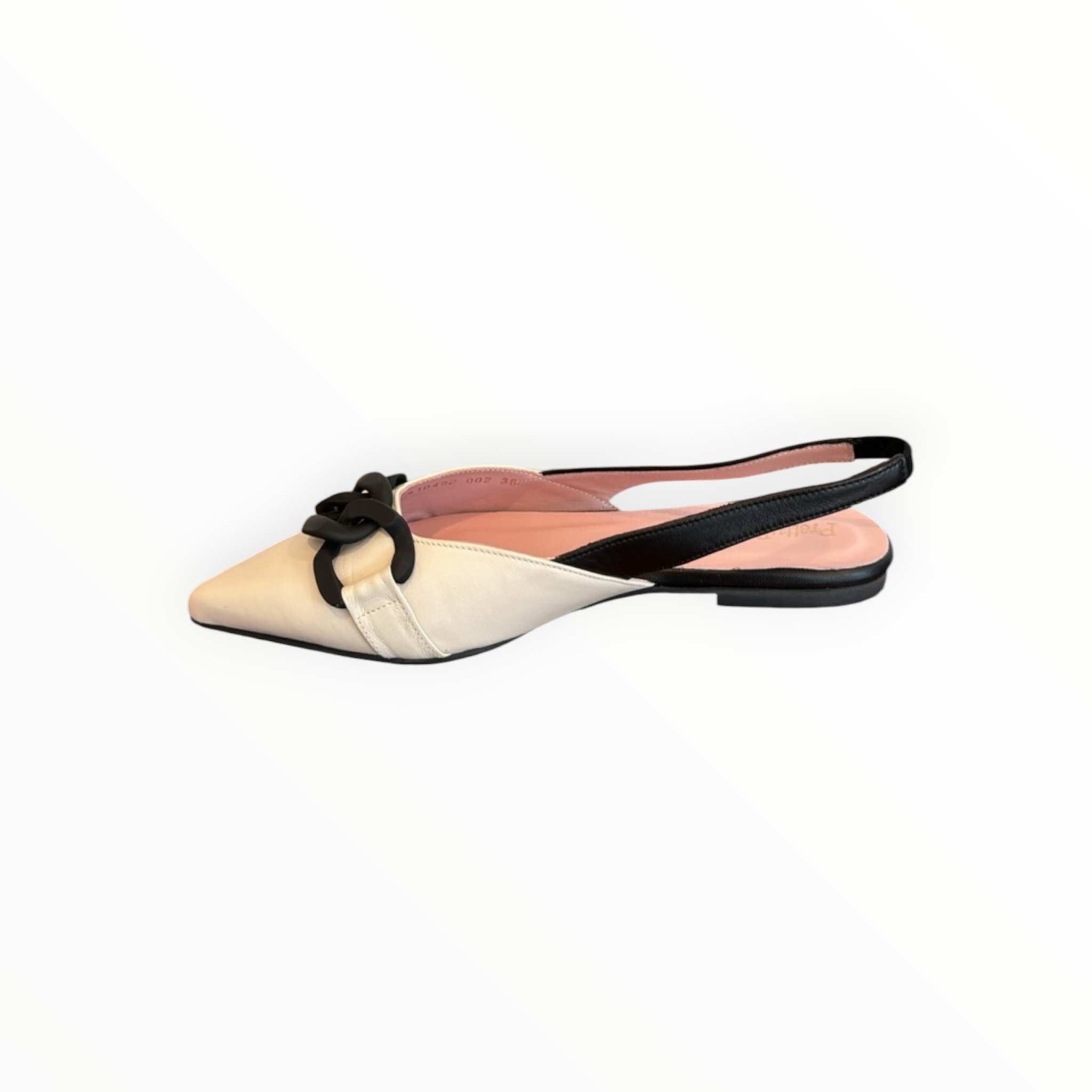 Pretty Ballerinas Ella Slingback Flat - White/Black