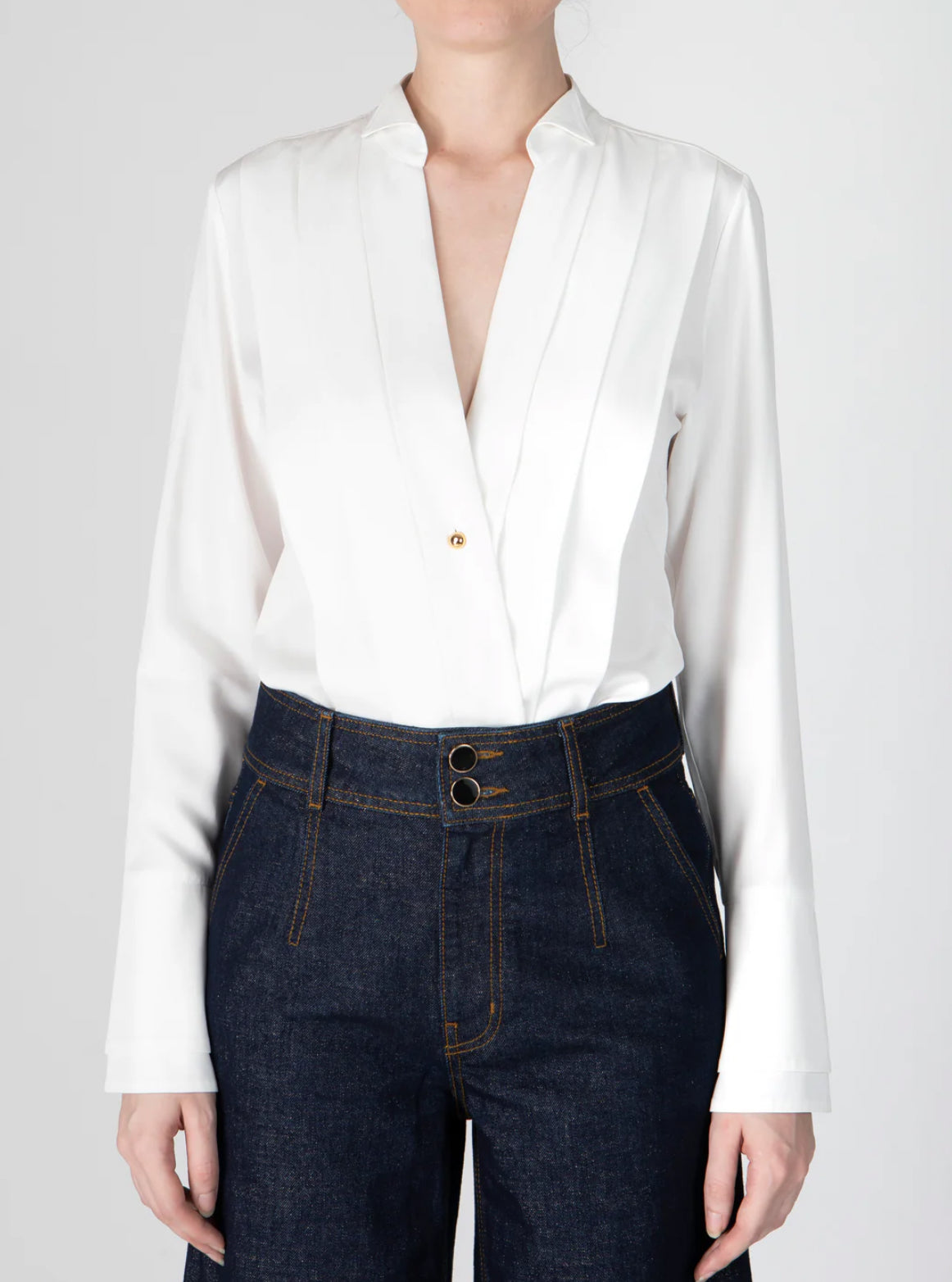 Derek Lam 10 Crosby Tiffany Pleat Front Shirt - Blanc