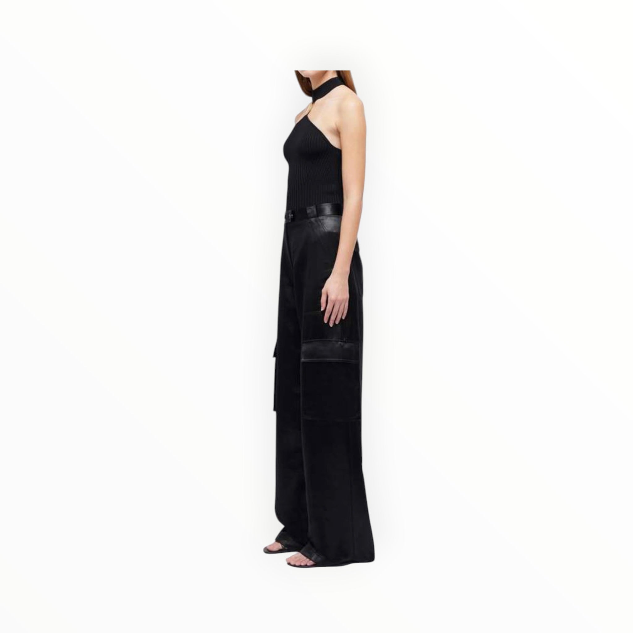 SIMKHAI Beatriz Wide Leg Cargo Pant - Black