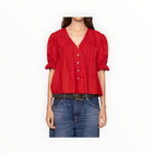 Sea New York Imogen Solid Short Sleeve Top - Red