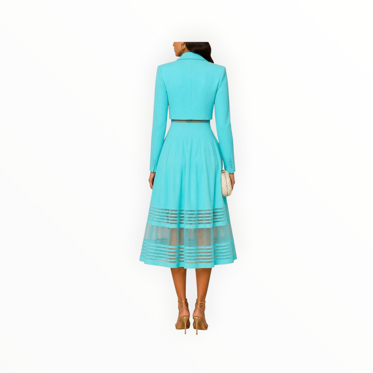 RVN Auden Boxy Cropped Jacket - Aqua