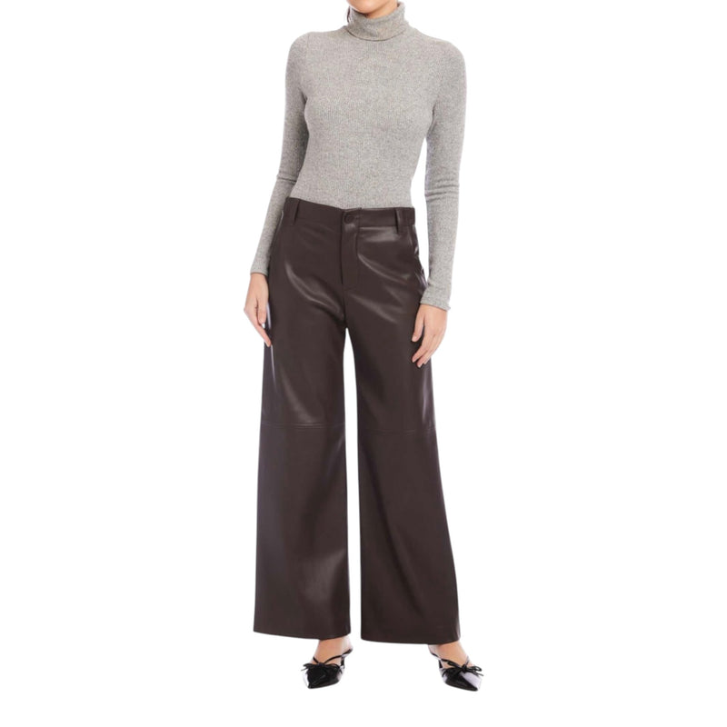 Fifteen Twenty Lara Faux Leather Wide Leg Pants - Brown