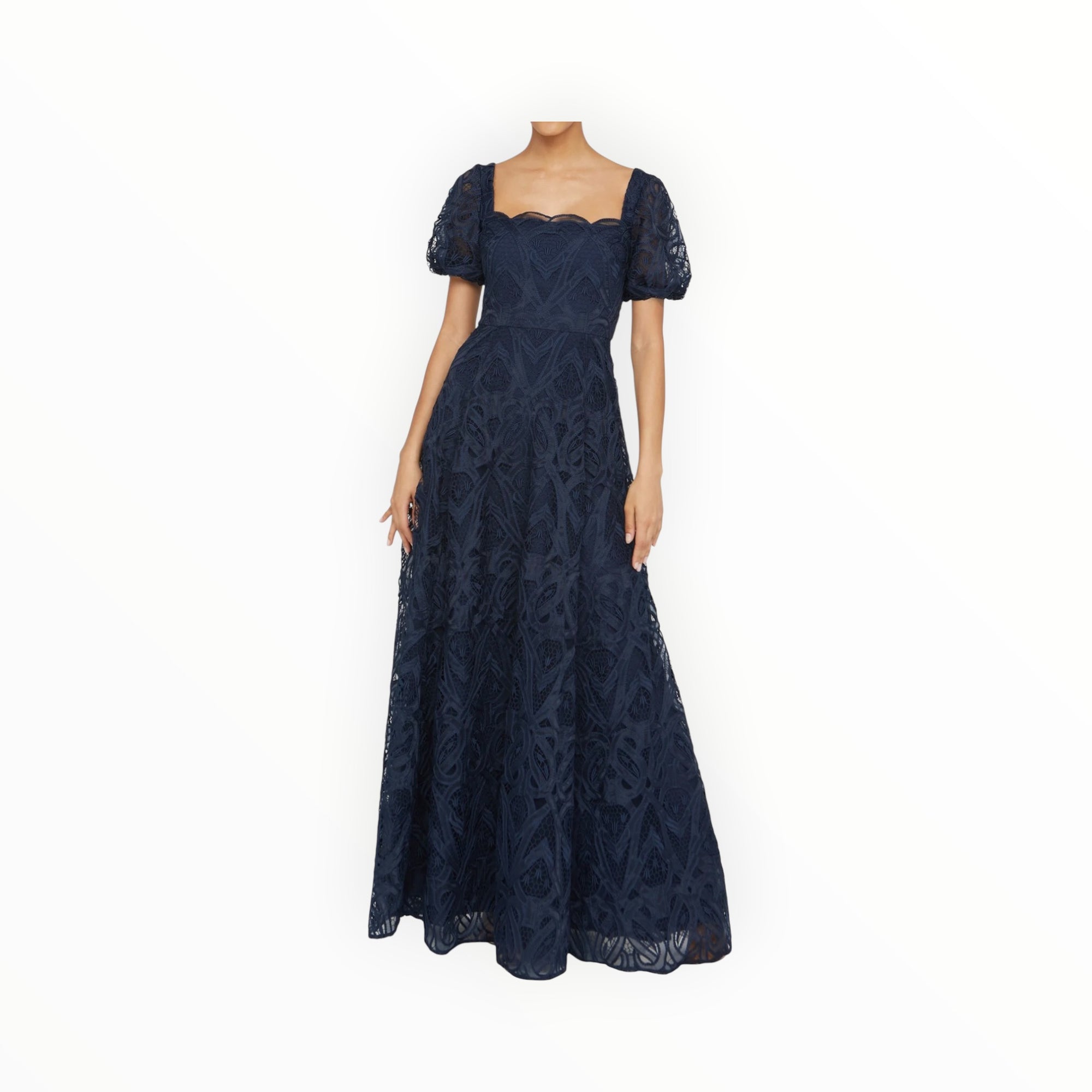 THEIA Dominique Puff Sleeve Gown - Odessey Grey