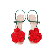 Loeffler Randall Frank Moiré Flower Sandal - Red/Green
