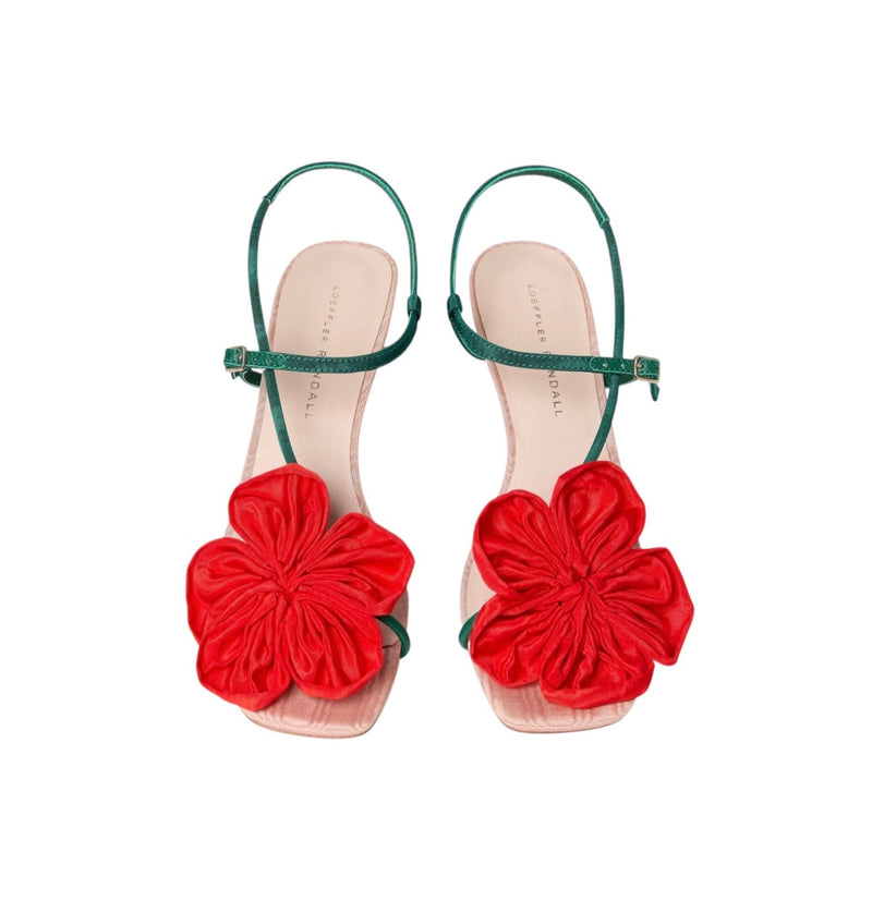 Loeffler Randall Frank Moiré Flower Sandal - Red/Green