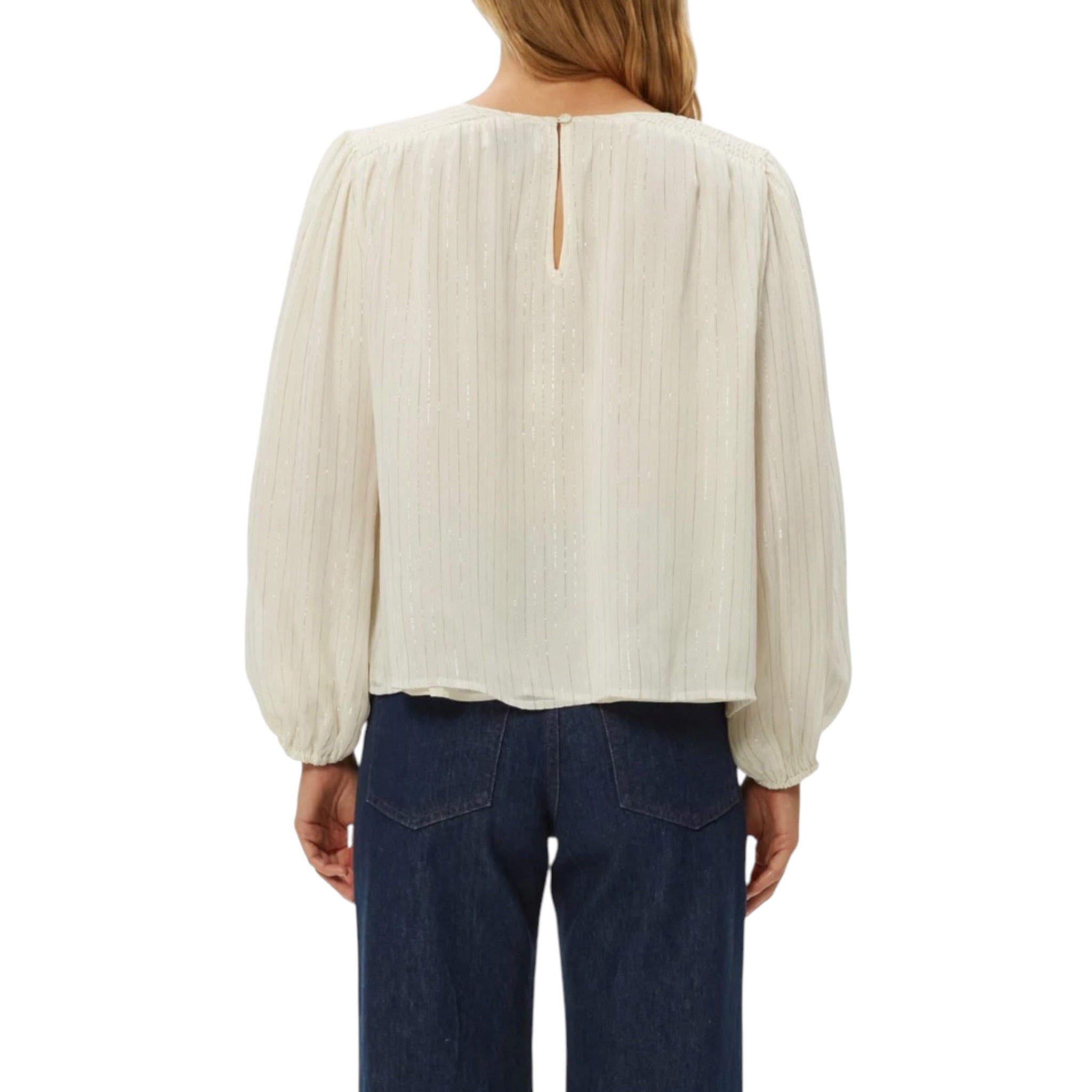 Michael Stars Dolly Metallic Stripe Top - Ivory Combo