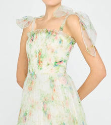 THEIA Betty Pleated Organza Dress - Petite Primrose
