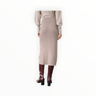 White + Warren Metallic Shine Ribbed Skirt - Mauve Shine