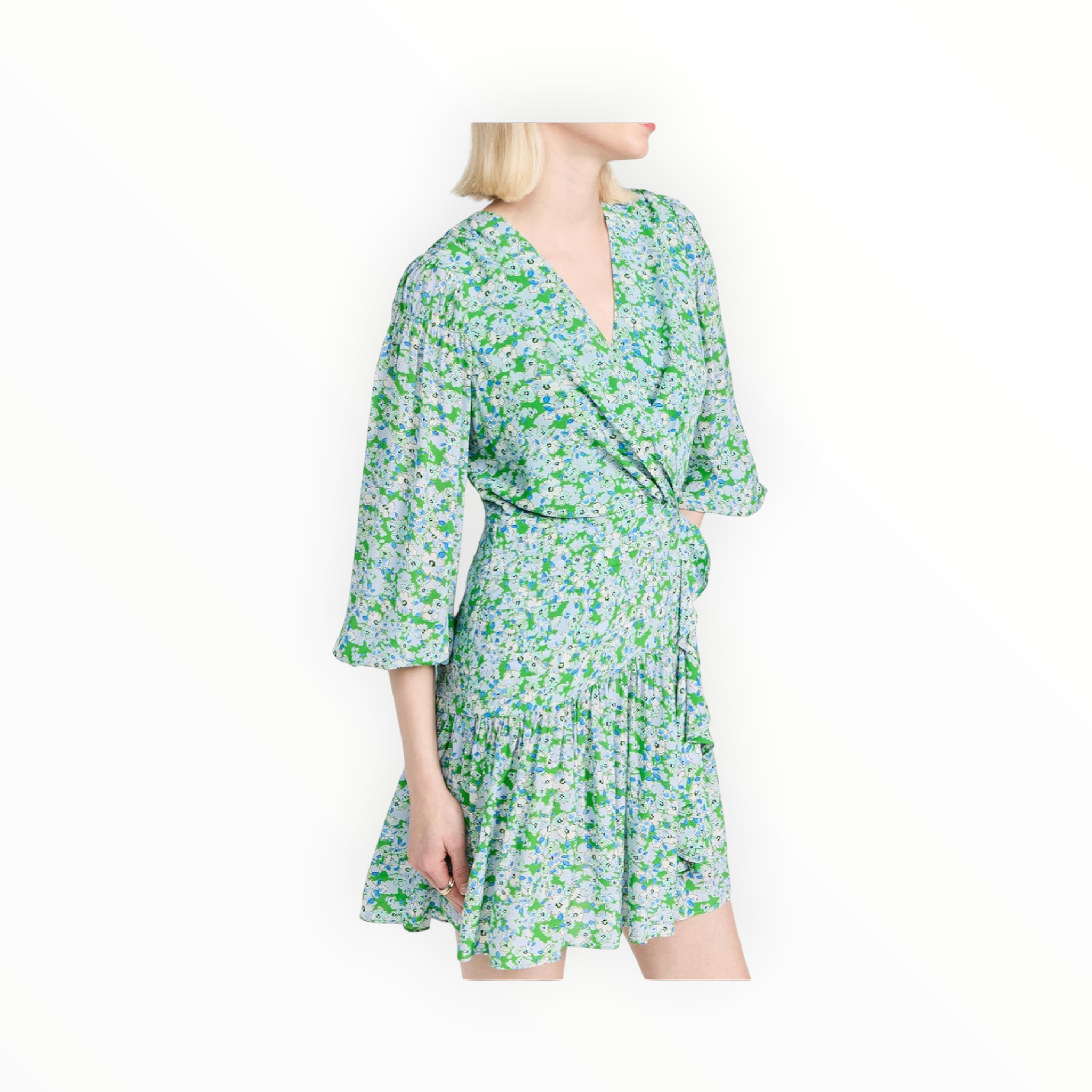 Shoshanna Nicola Floral Print Ruffle Dress - Spring Green Multi