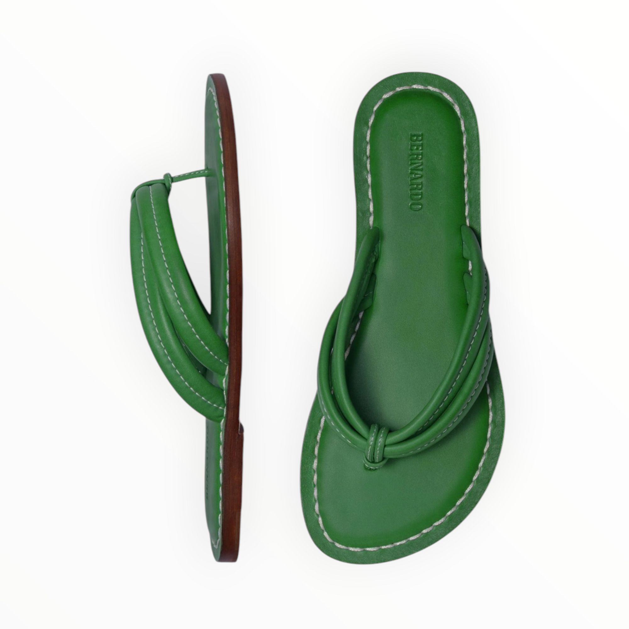 BERNARDO Miami Thong Sandal Kelly Green Antique Calf