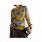 Dries Van Noten Floral Print Draped Crepe Top - Mustard