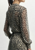 saint art Stefan Long Sleeve Dress - Black/White