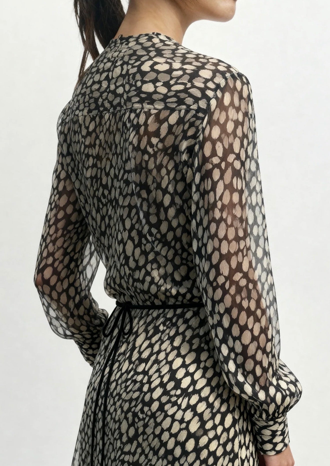 saint art Stefan Long Sleeve Dress - Black/White
