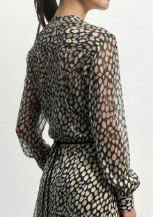 saint art Stefan Long Sleeve Dress - Black/White