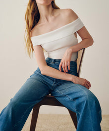 DL1961 Off Shoulder Top Instasculpt™ Rib - White