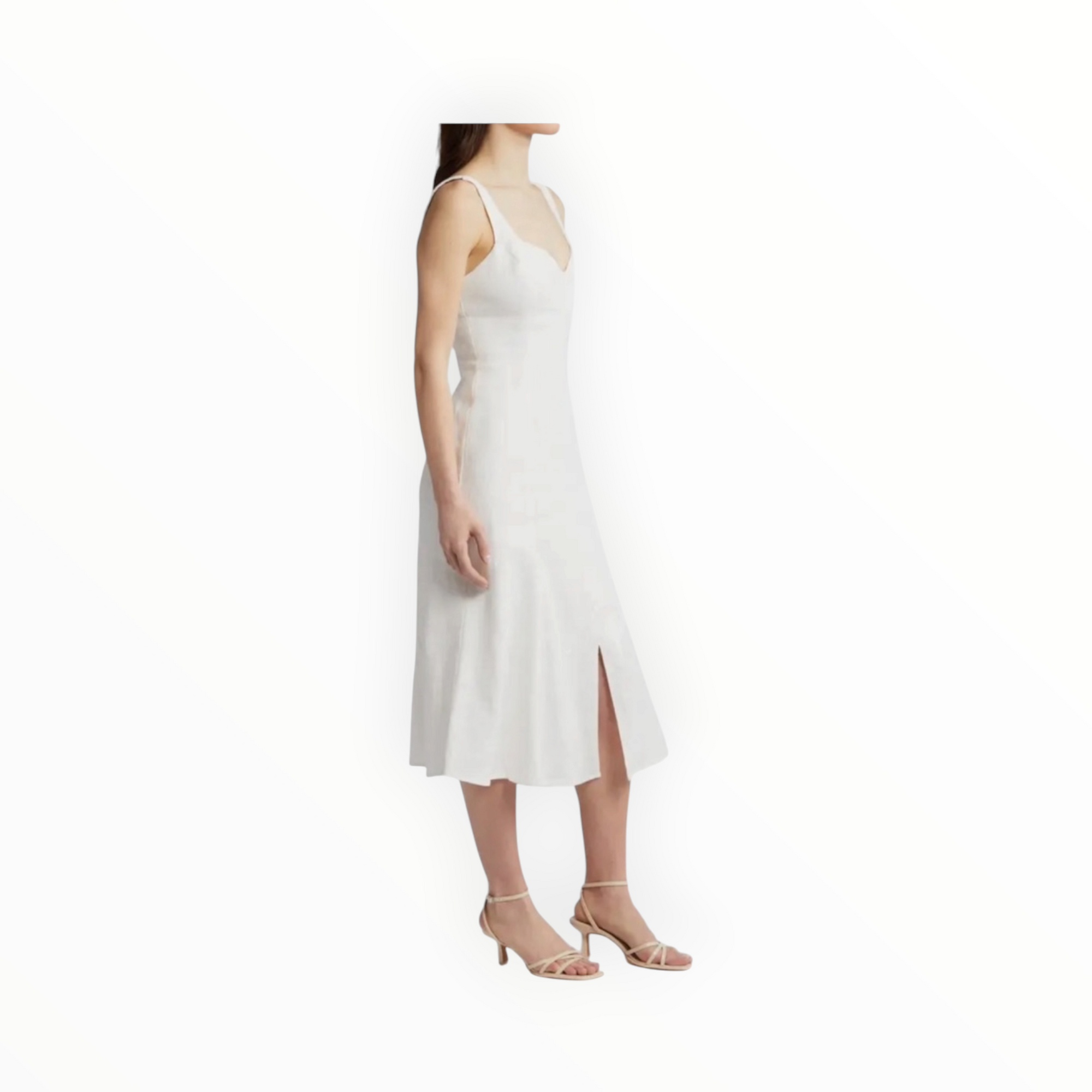 Du Paradis Sleeveless Linen Midi Dress - White