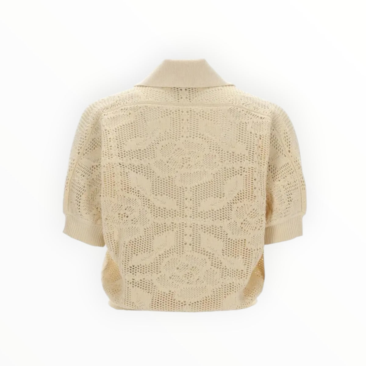 (nude) S/S Lace Knit Polo - Off White