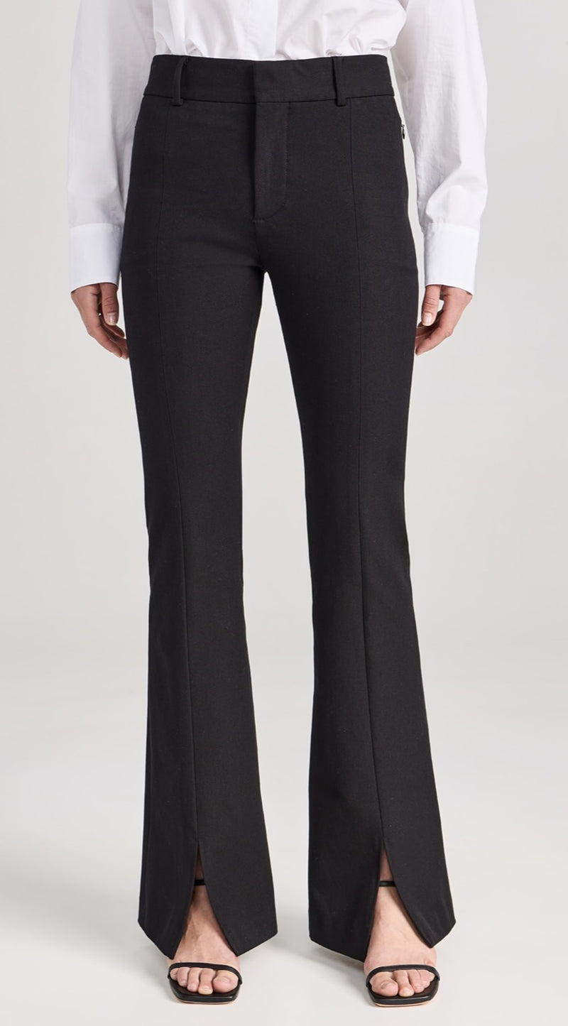 Frame Le High Flare Split Front Trousers - Noir