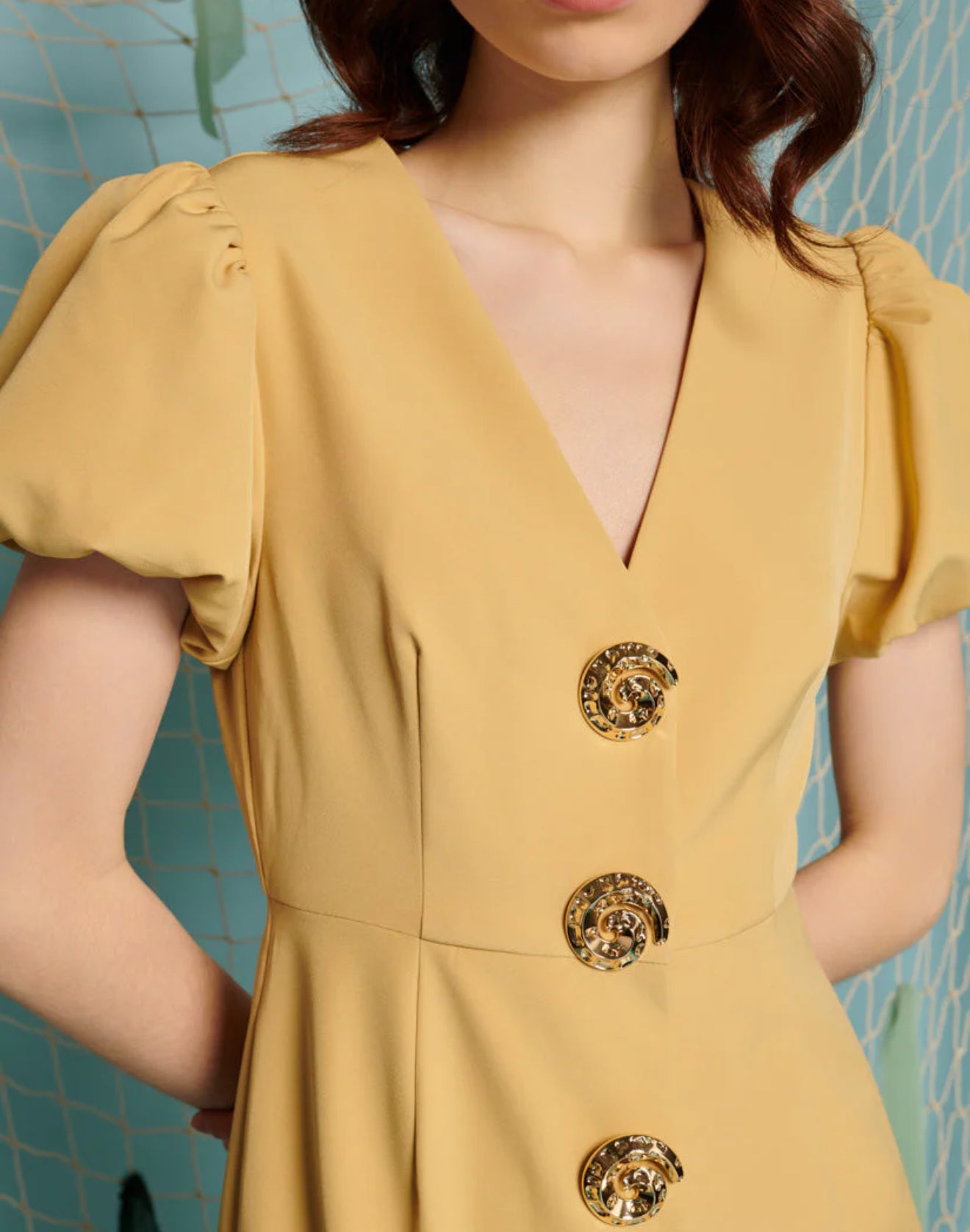 Sister Jane Sandy Swirl Midi Dress - Pale Yellow