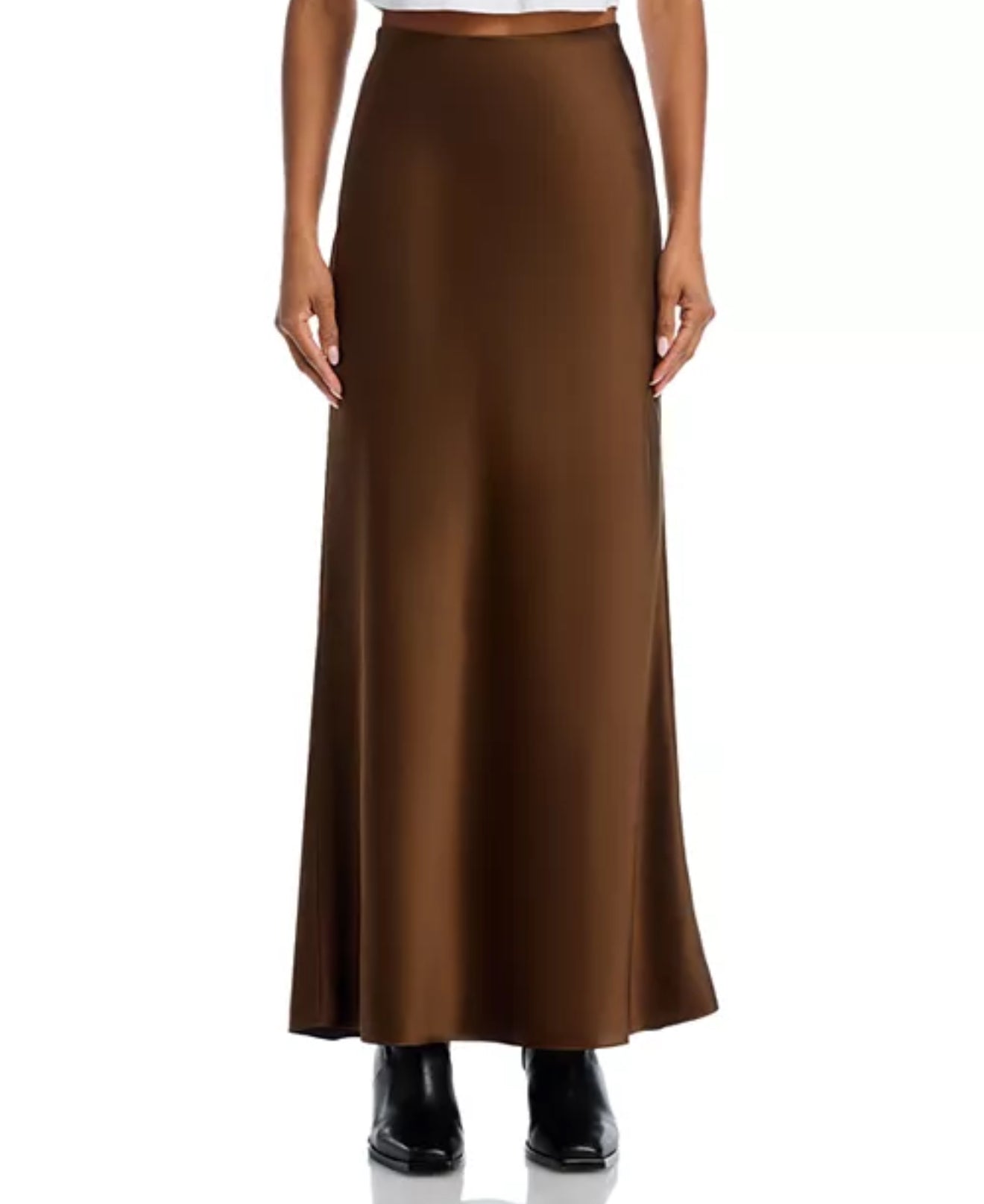 Frame Silk Column Maxi Skirt - Moss