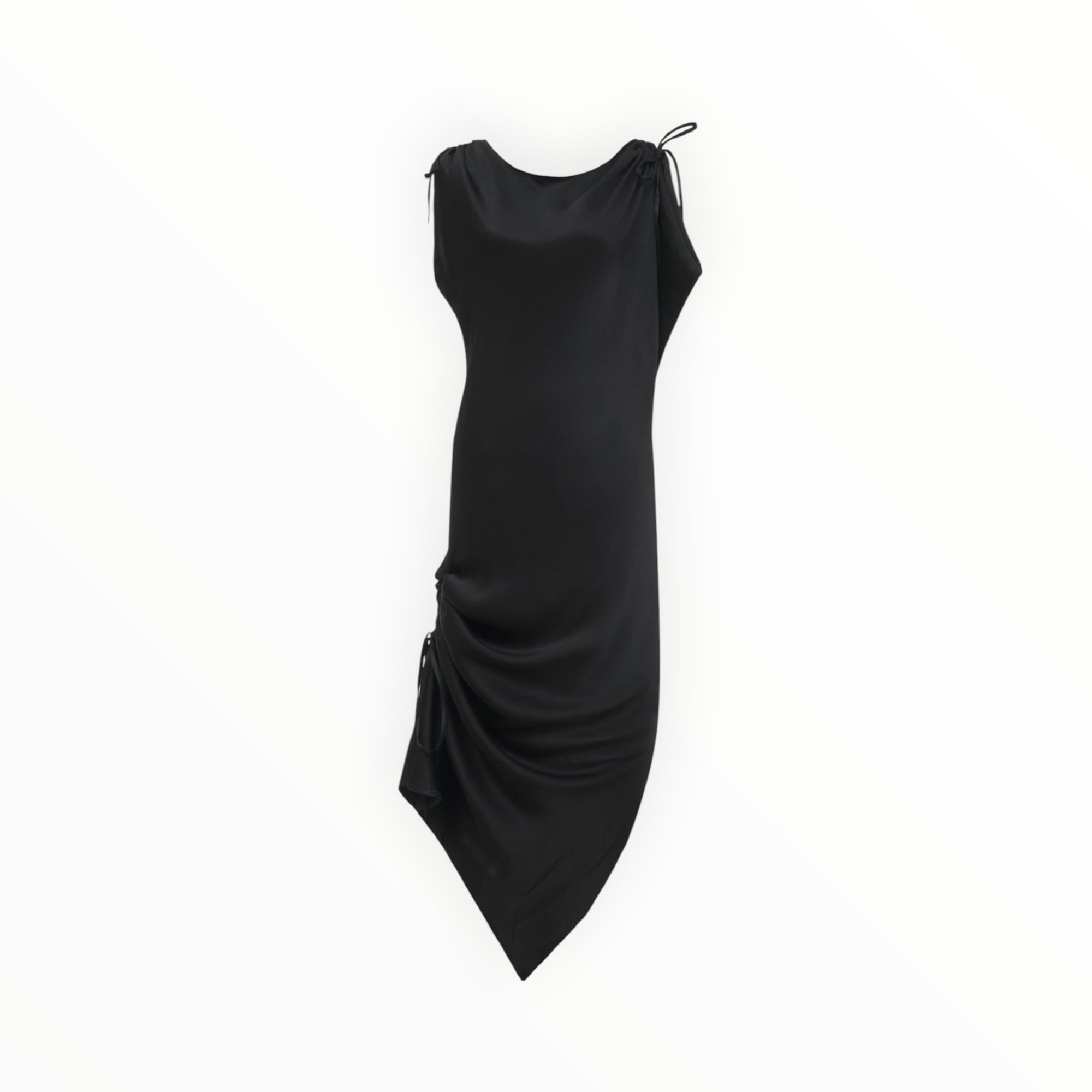 Gold Hawk Silvia Ruched Silk Dress - Black