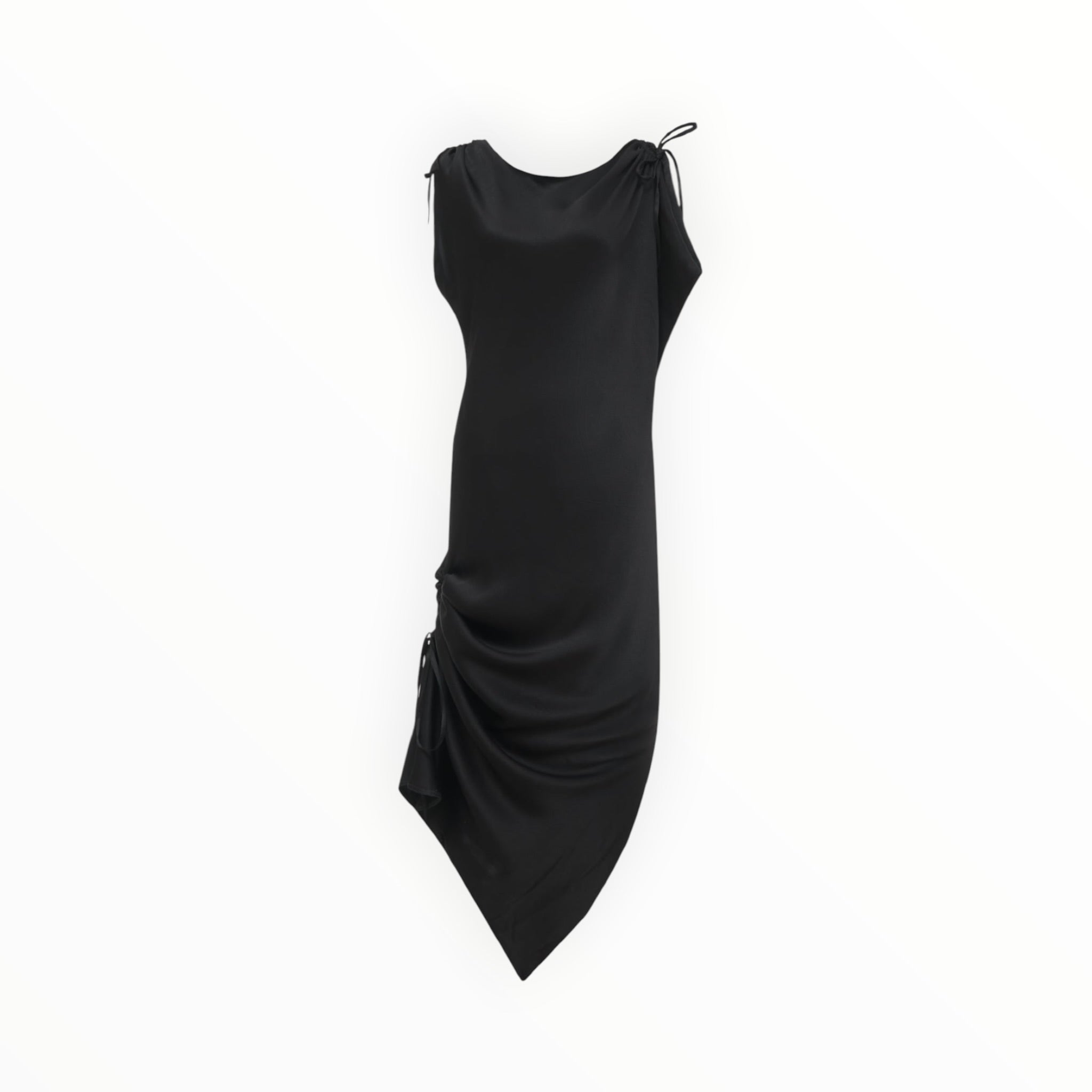 Gold Hawk Silvia Ruched Silk Dress - Black