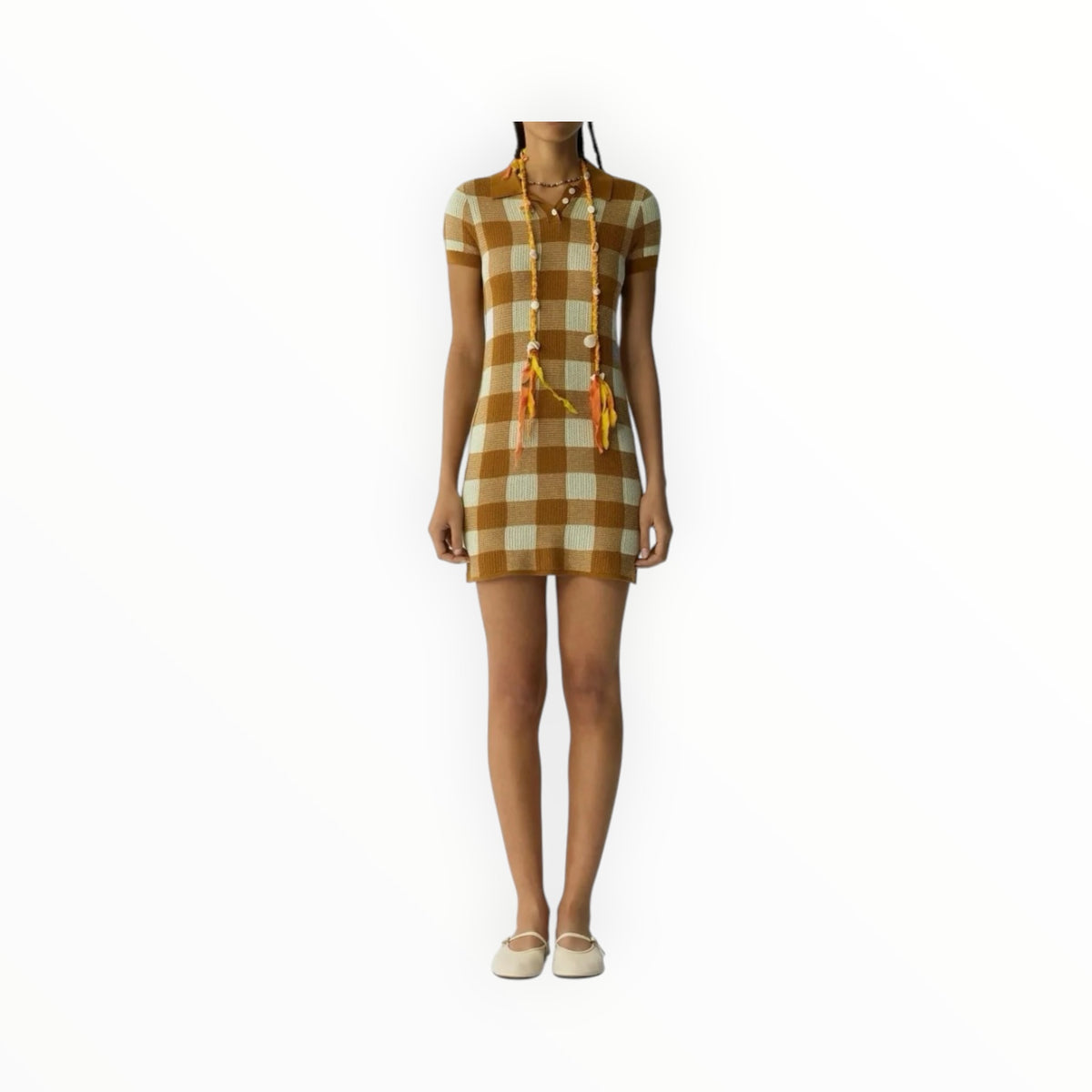 Guest In Residence Gingham Polo Dress - Suede/Limewash