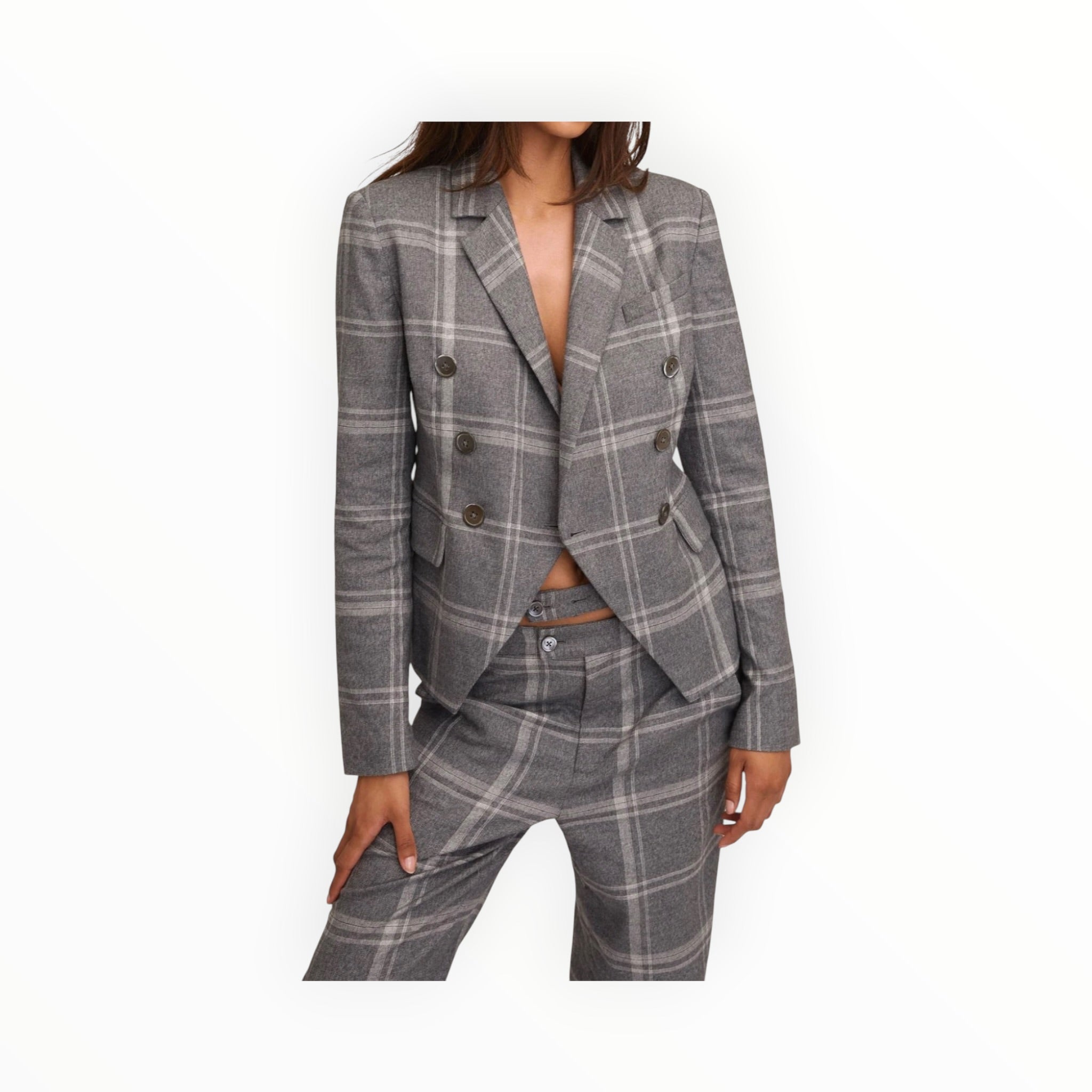 Marissa Webb Perrie Blazer - Steel Plaid
