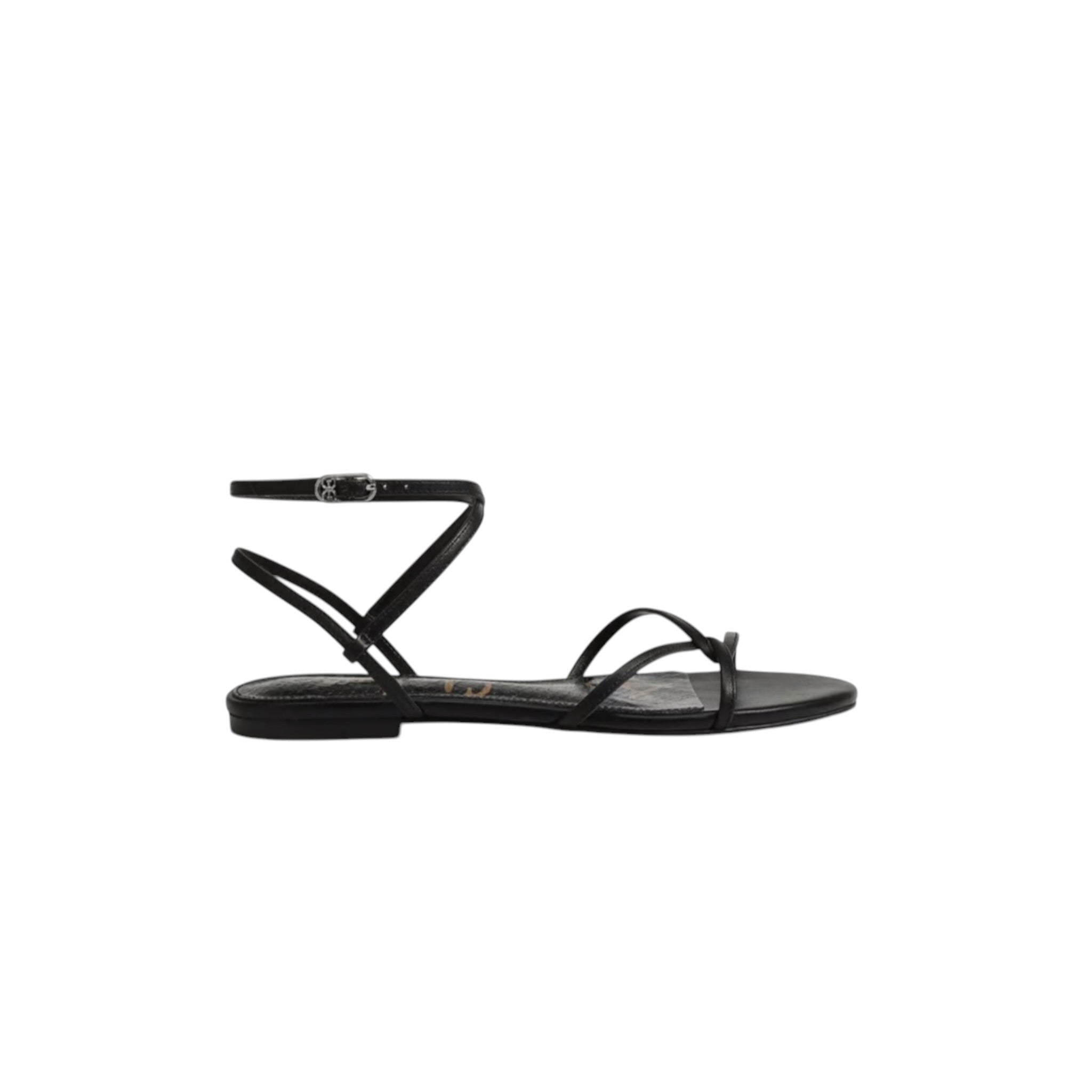 Sam Edelman Ellina Strappy Flat Sandal - Black Leather
