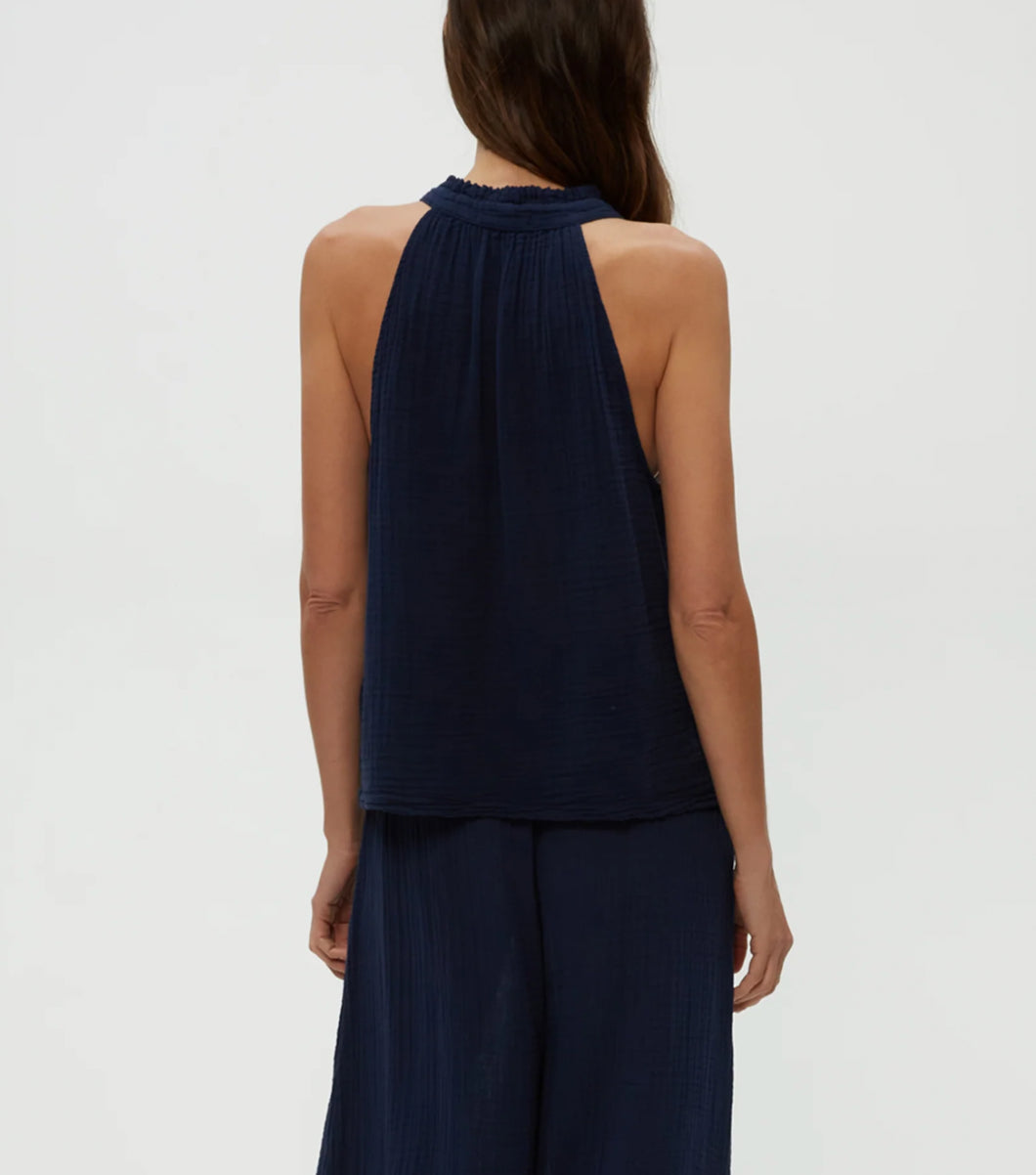 Michael Stars Viola Gauze Tank - Nocturnal