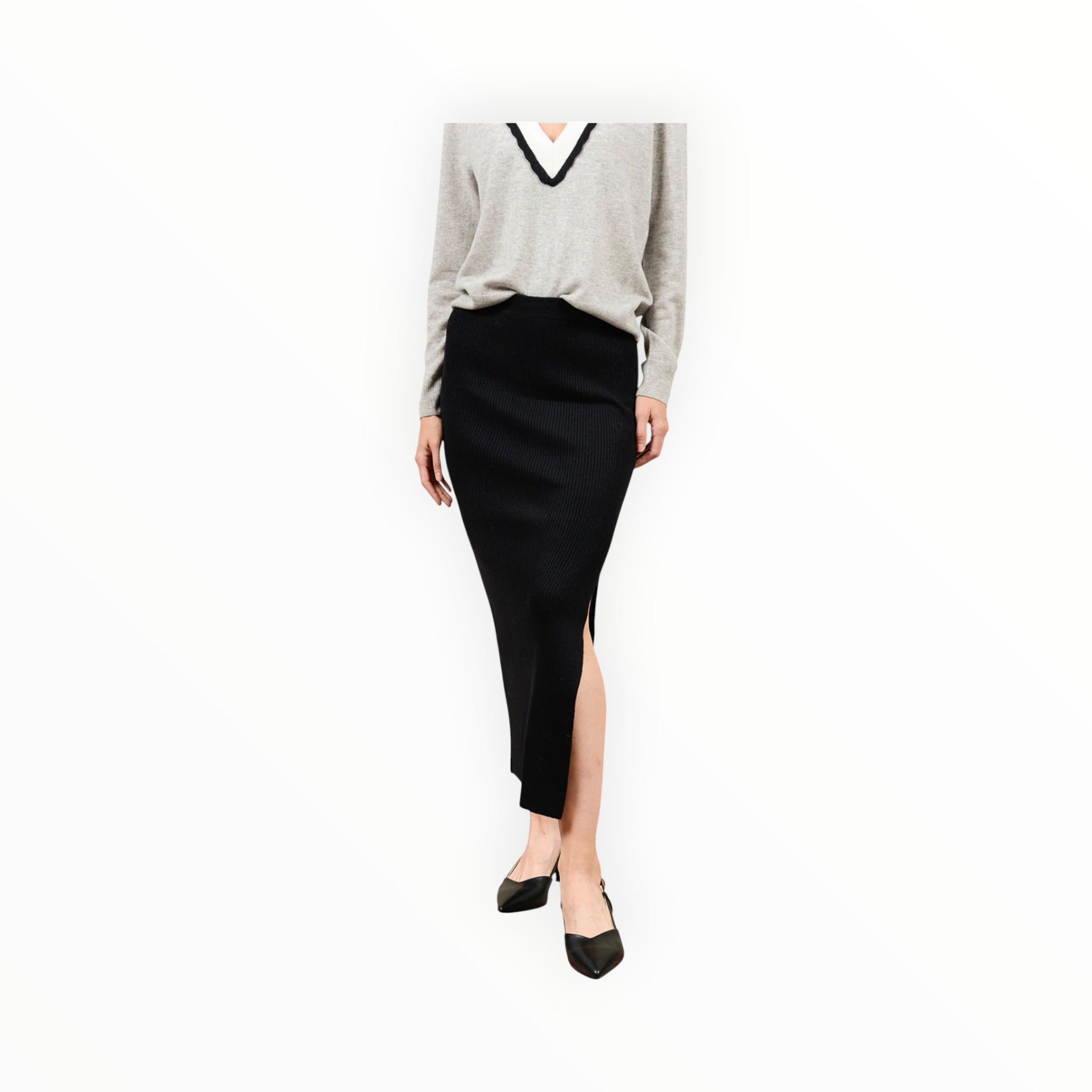 27 Miles Malibu Betsi Ribbed Pencil Skirt - Black