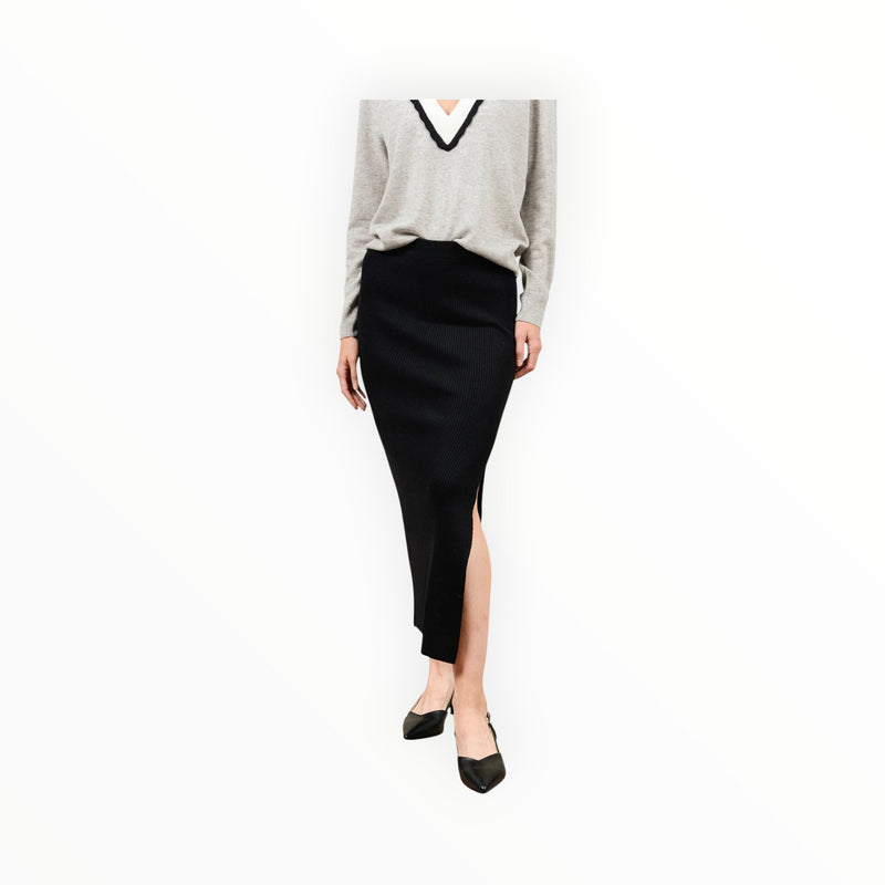 27 Miles Malibu Betsi Ribbed Pencil Skirt - Black