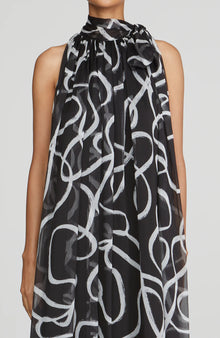 Halston Lyle Chiffon Gown - Black Ribbon