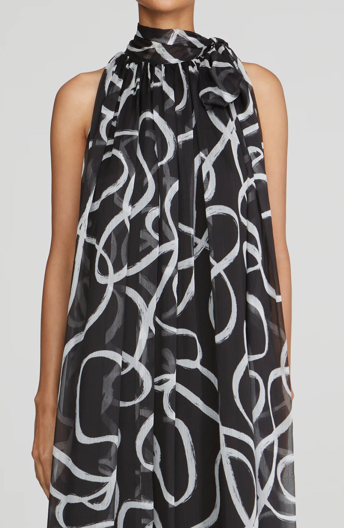 Halston Lyle Chiffon Gown - Black Ribbon