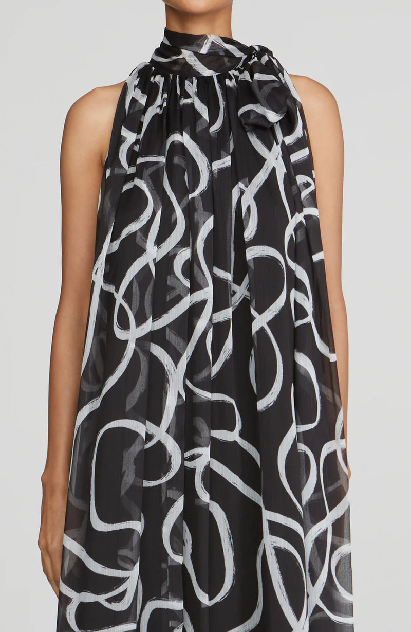 Halston Lyle Chiffon Gown - Black Ribbon