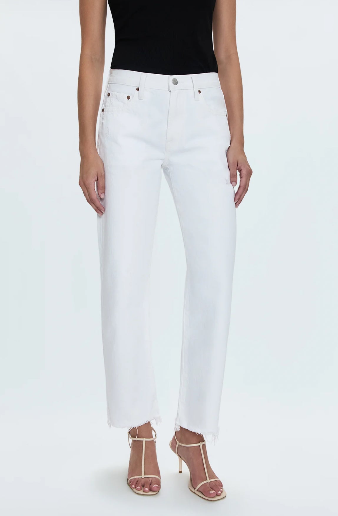 Pistola Lexi Mid Rise Bowed Straight Jean - Luxe Vintage White