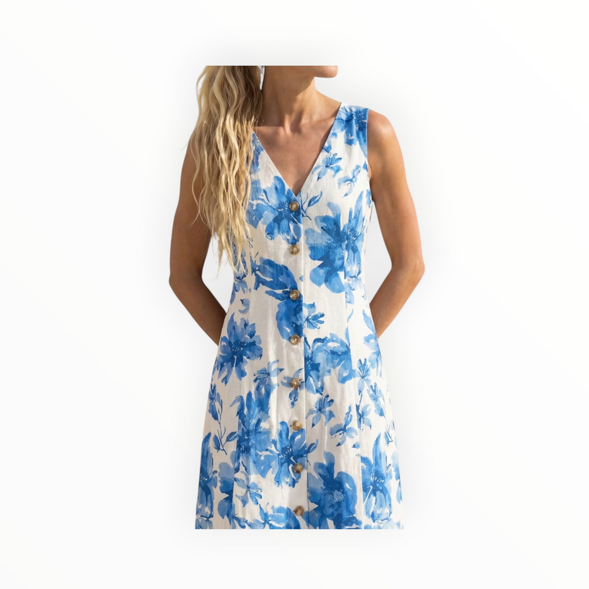 Amanda Maria Tailored Linen Blend Dress - Bloom