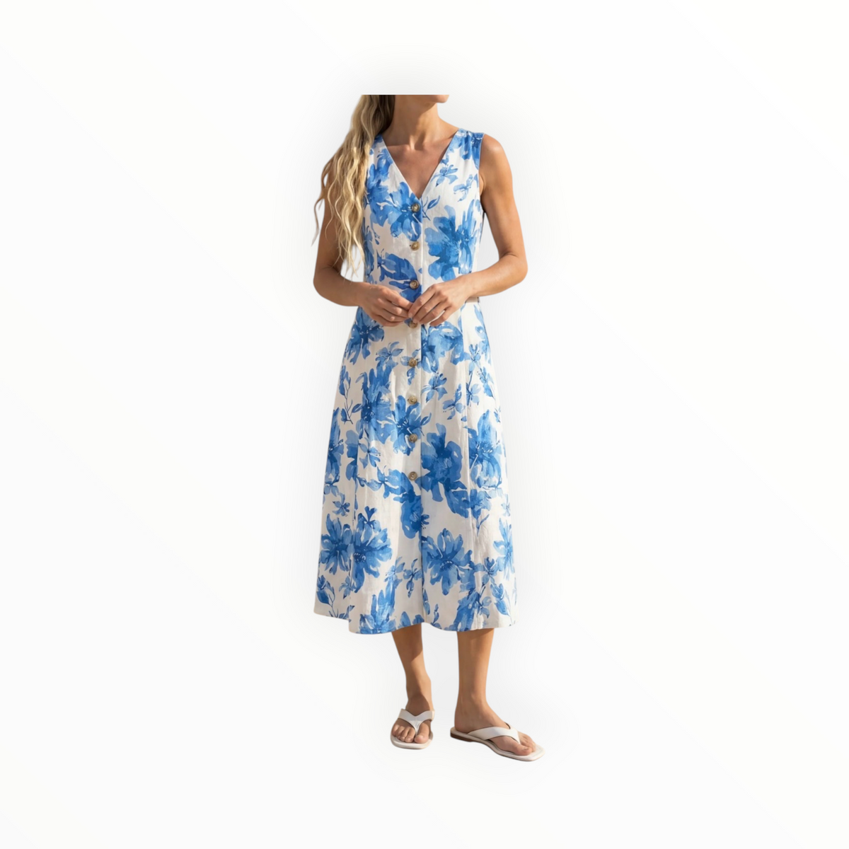 Amanda Maria Tailored Linen Blend Dress - Bloom