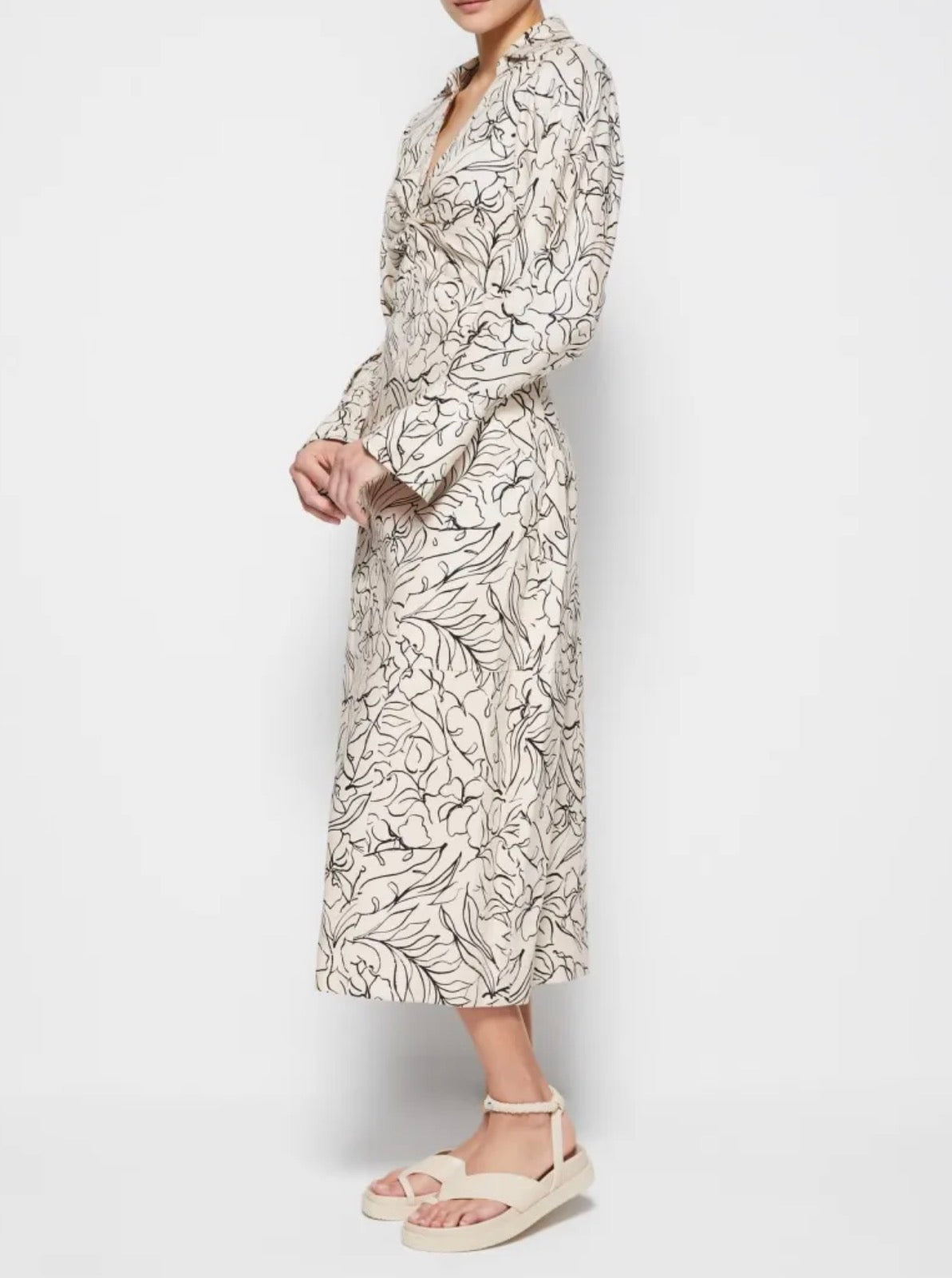 Jonathan Simkhai Lee Multicolor Print Long Sleeve Midi Dress