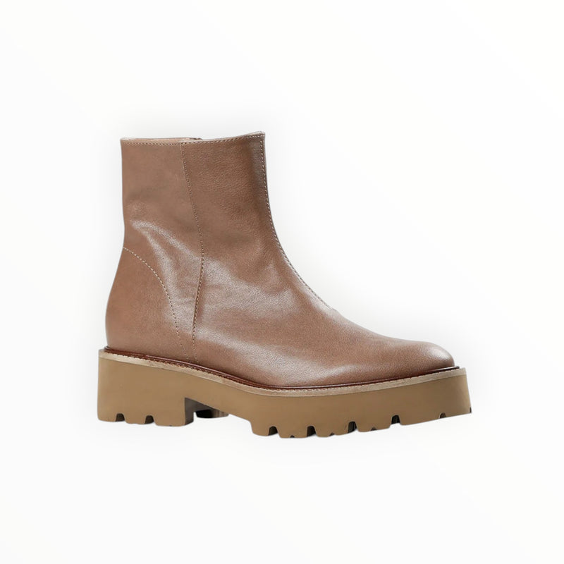 ALL BLACK Overlap Lug Bootie - Taupe
